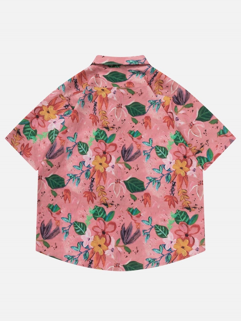 Chemise à Manches Courtes Aelfric Eden All-over Flowers Print Rose | QAA-11095886